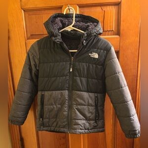 The North Face Kids Black and Gray Reversible Puffer Jacket